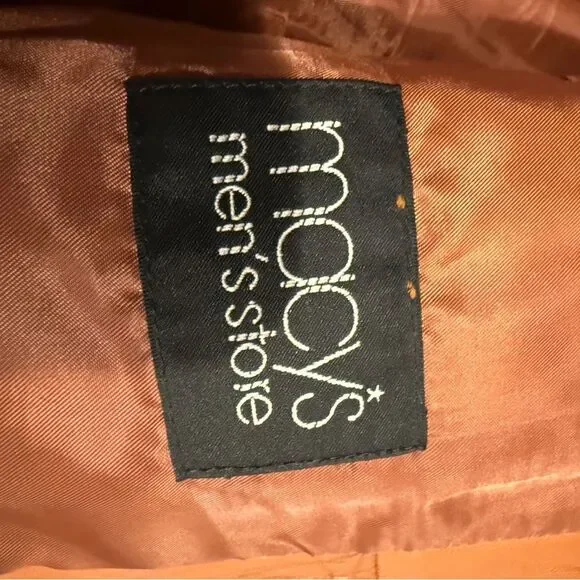 Vintage Macy’s men storeAlfani Men's lamb skin tan Leather Jacket L42
